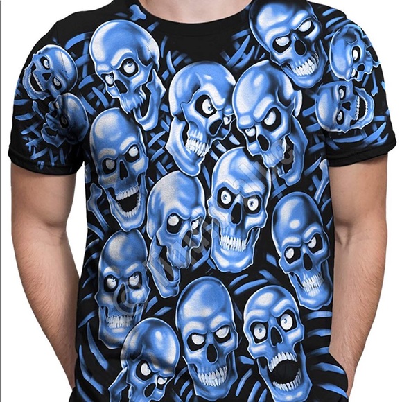 Blue Skull all over tee - Picture 3 of 4